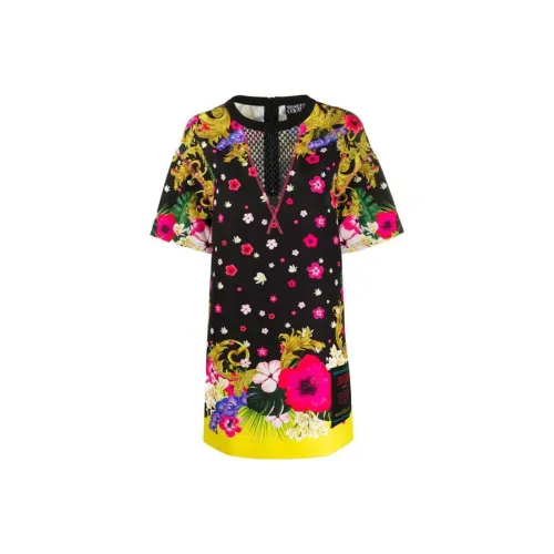 VERSACE Черные Женские Платья с Коротким Рукавом