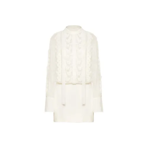 Valentino Белое Женское Длинное Платье с Рукавами