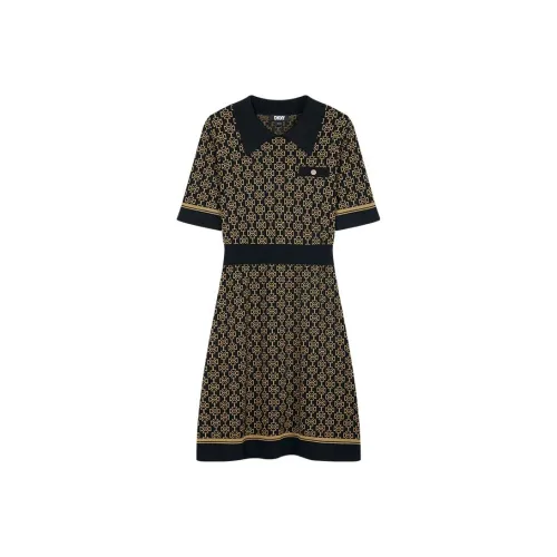 DKNY Черное Женское Короткое Платье с Рукавами