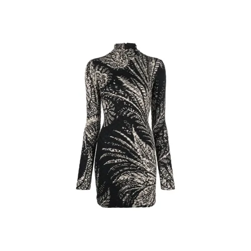 ETRO Черное Женское Длинное Платье с Рукавами