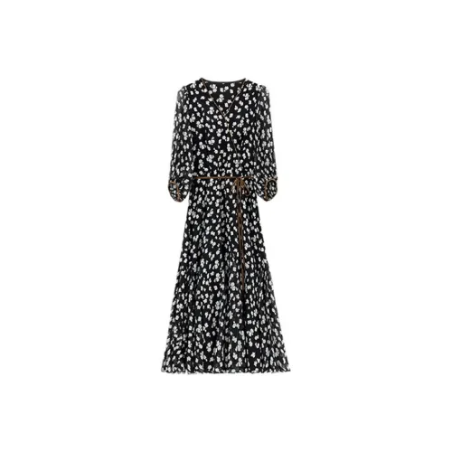 ETSE Короткий рукав Платье Женское Черное