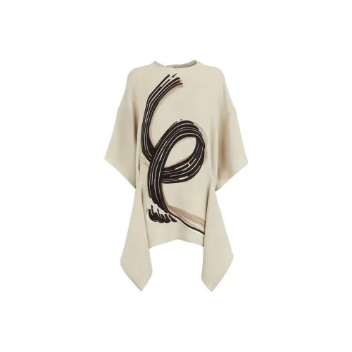 FENDI SS22 Короткий рукав Платье Женское Бежевый