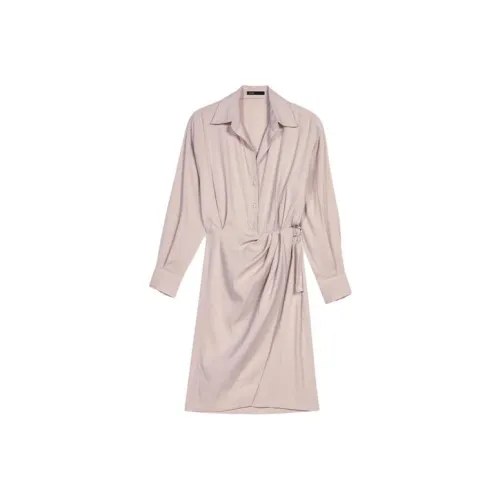 Maje Длинное платье с длинными рукавами женское бежево-желтое