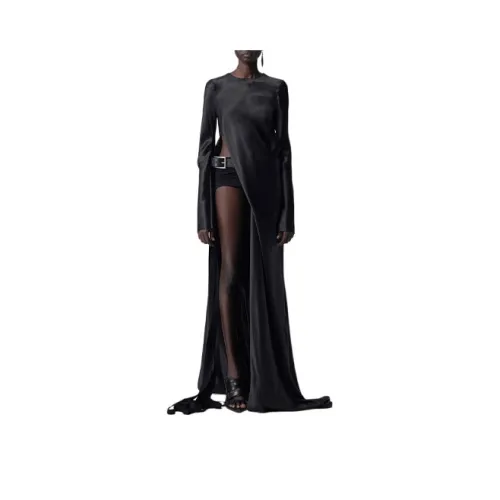 Ann Demeulemeester Demy X Длинное Платье с Длинными Рукавами Женское Черное