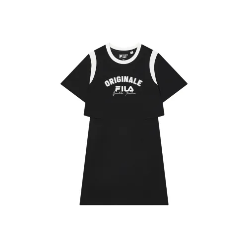 FILA ORIGINALE Черное Женское Короткое Платье с Рукавами