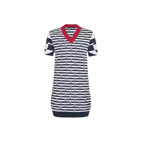 LOUIS VUITTON Короткое платье с короткими рукавами женское синее