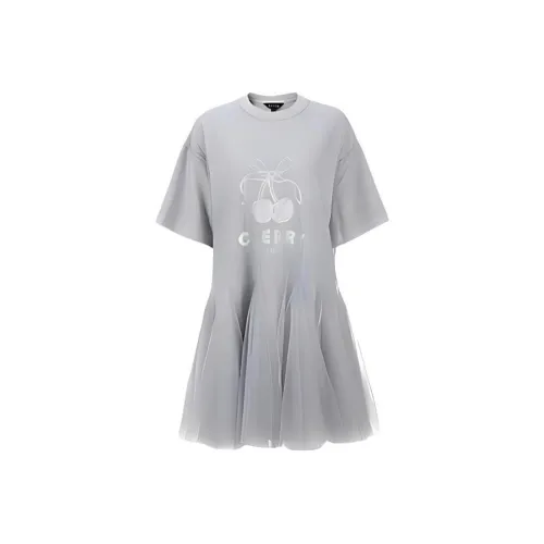 AIVEI Короткое платье с короткими рукавами женское серое