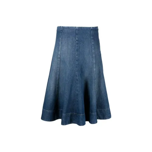 KHAITE Denim Long Skirt Women's Blue