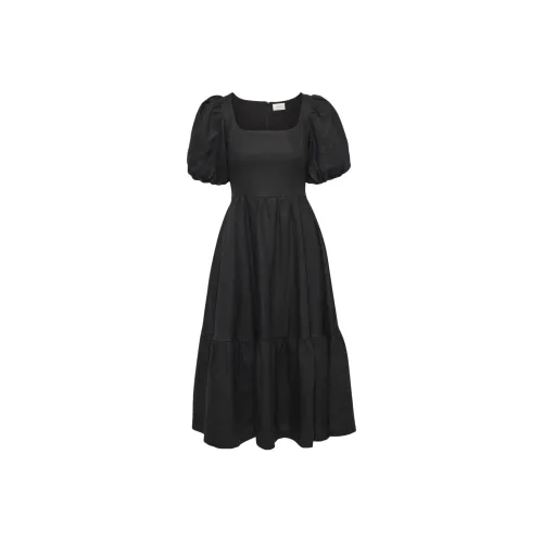 ARITZIA WILFRED Ascot Linen Dress Short-Sleeved Dress Women's Black