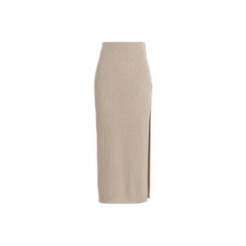 Brunello Cucinelli Хаки Женские Вязаные Длинные Юбки