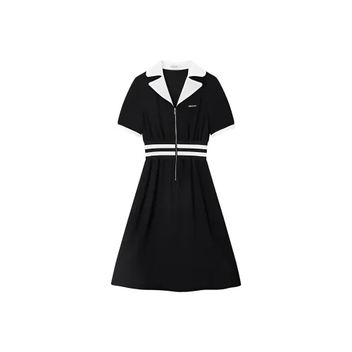 DEGAIA SS24 Короткое платье с короткими рукавами женское черное