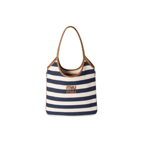 MIU MIU Ivy Canvas Tote Bag Shopping Bag Shoulder Bag Women's Blue White
