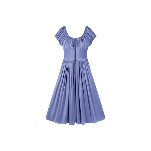 CARIEDO Короткое платье с короткими рукавами женское цвет васильковый синий