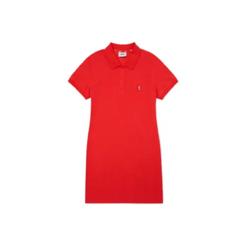 Mlb Base Logo Короткий рукав Платье Женское Светло-красное