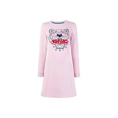 KENZO Розовые Женские Длинные Платья с Рукавами