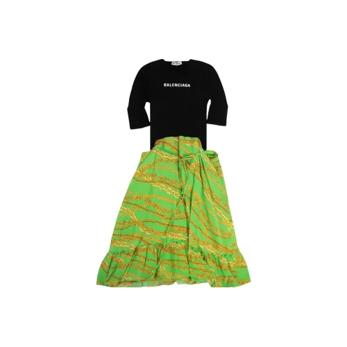 BALENCIAGA Черное Женское Короткое Платье с Рукавами