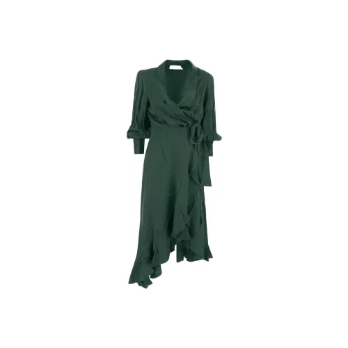 Zimmermann FW22 Длинное платье с длинными рукавами женское зеленое