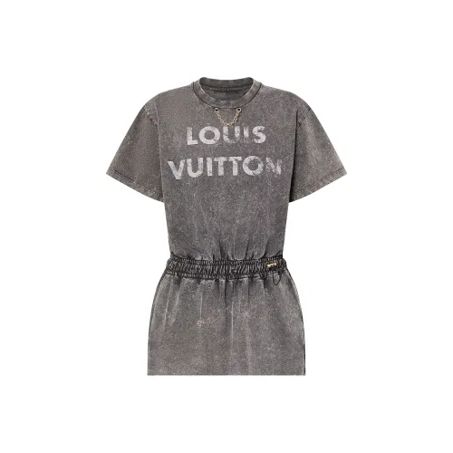 LOUIS VUITTON SS24 Короткое платье с короткими рукавами женское серое