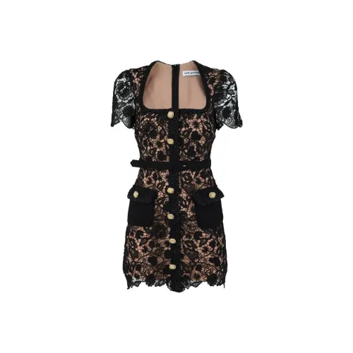 Self Portrait SS23 Короткий рукав Платье Женское Черное