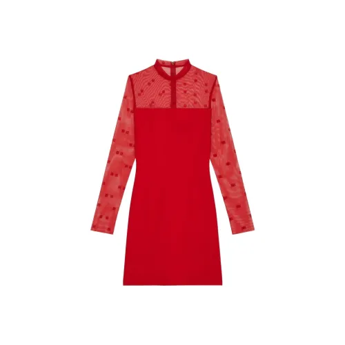 Givenchy FW22 Длинное платье с длинным рукавом женское красное
