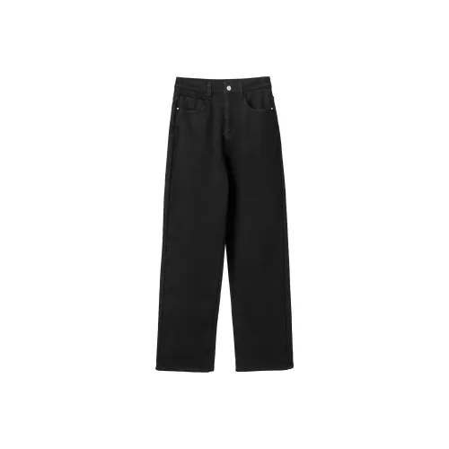 Fstudio Джинсы Корейский стиль Коммутирование Утягивающие Прямой крой Повседневные брюки Женские Черный