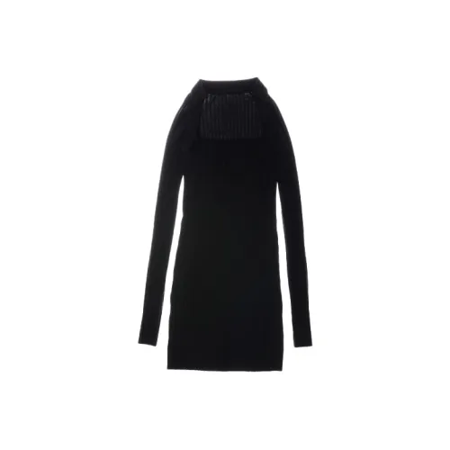 Helmut Lang Черное Женское Длинное Платье с Рукавами