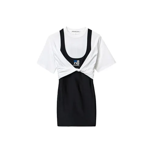 Alexander Wang Белое Женское Короткое Платье с Рукавами