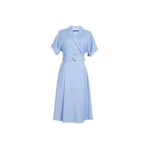 ROEYSHOUSE Короткое платье с короткими рукавами женское синее