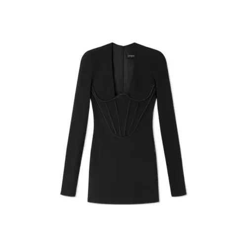 VERSACE Черное Женское Длинное Платье с Рукавами