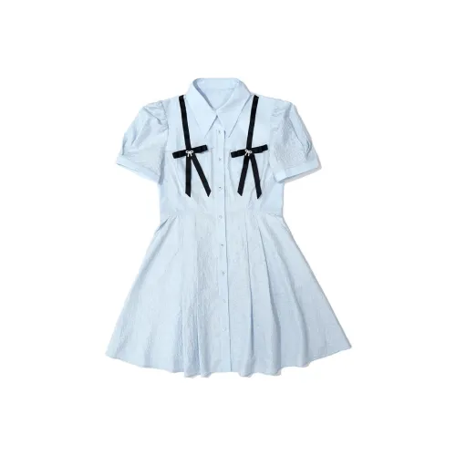 LOFT SHINE Blue Женские Короткие Платья с Рукавами