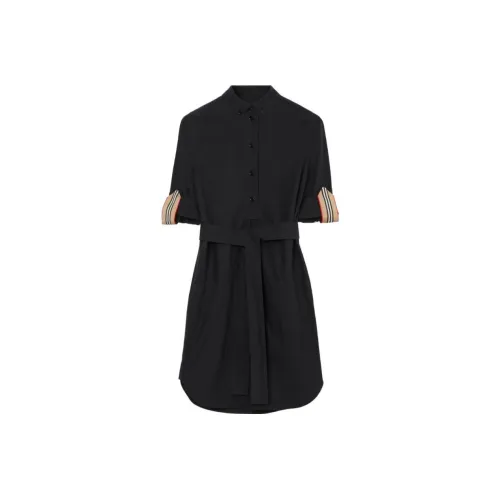 Burberry SS23 Короткий рукав Платье Женское Черное