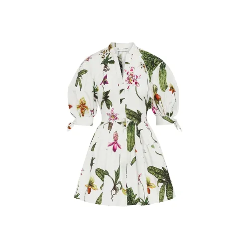 Оскар де ла Рента Короткий рукав платье женское белое