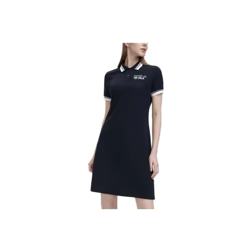 FILA Черное Женское Короткое Платье с Рукавами