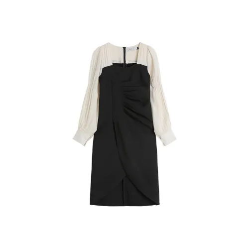 PASSCODIO Длинное платье с длинными рукавами женское черное