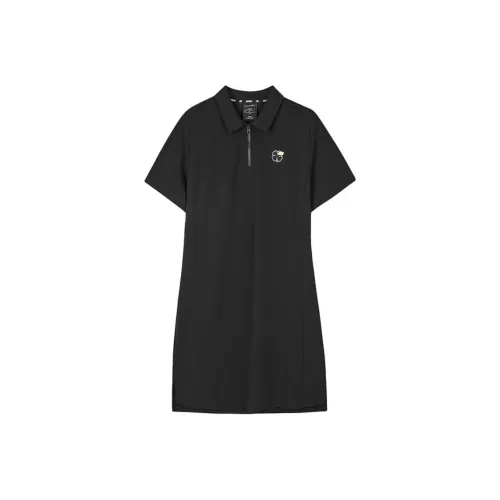 Skechers Colorful Короткий рукав Платье Женское Углеродно-черный