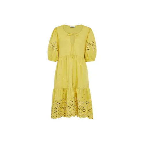 COACH SS22 Короткий рукав Платье Женское Желтое