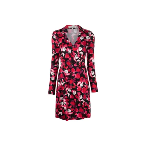 DVF Diane Von Furstenberg Длинное платье с длинными рукавами женское красное