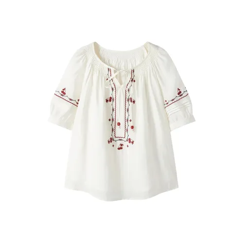 XIANGYING Экрю Женские Рубашки