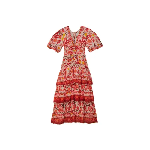 FARM Rio SS24 Короткое Платье с Короткими Рукавами · Женское Красное