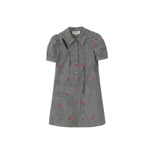 LULUALWAYS Черное Женское Короткое Платье с Рукавами