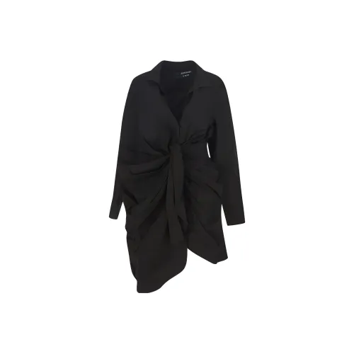 Jacquemus Черное Женское Длинное Платье с Рукавами