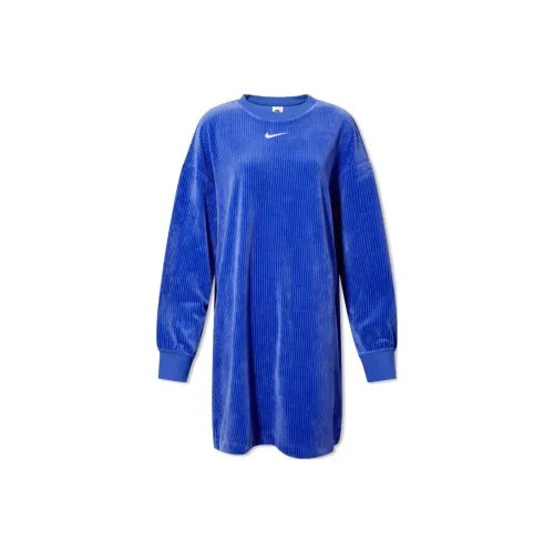NIKE Blue Женские Длинные Рукава Платья