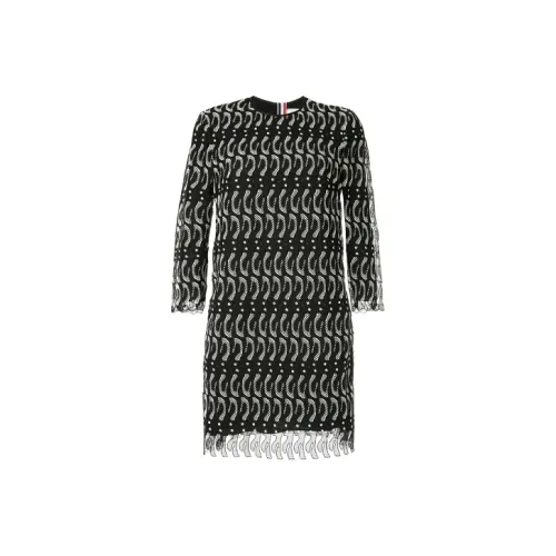 THOM BROWNE Черное Женское Длинное Платье с Рукавами
