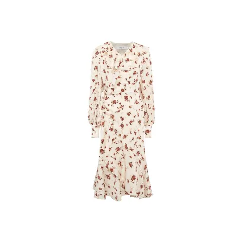 Anmani Длинное платье с длинными рукавами женское абрикосового розового цвета