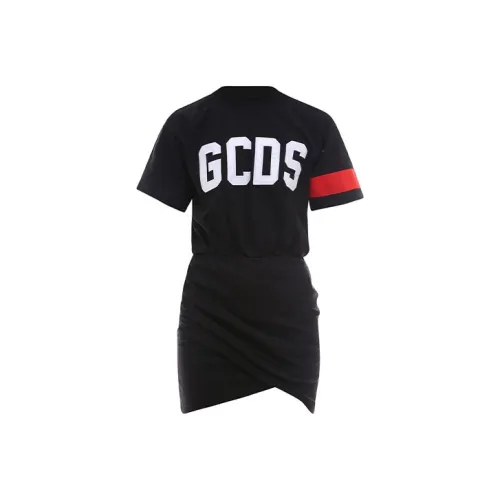 GCDS Черные Женские Короткие Платья с Рукавами