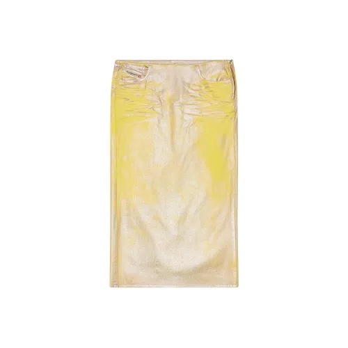 DIESEL Деним Длинная Юбка Женская Желтая