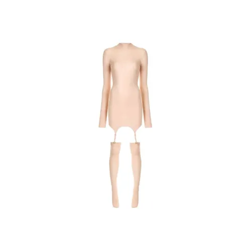 DION LEE Светло-оранжевый Женские Длинные Платья с Рукавами