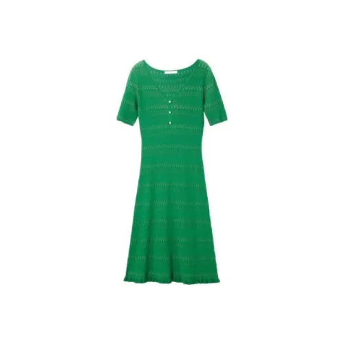 OVV Изумрудно-зеленый Однотонный 06 Женские Короткие Платья с Рукавами