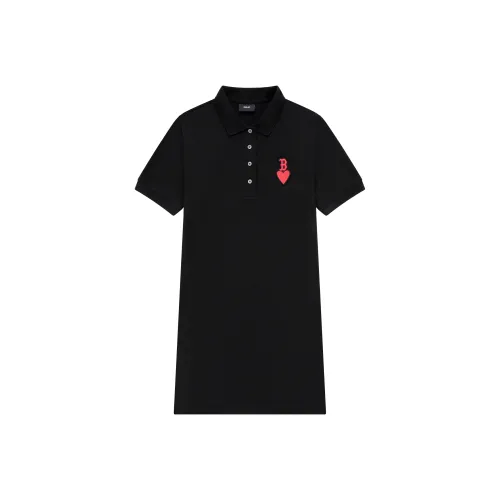 Mlb Base Logo Короткий рукав Платье Женское Черное