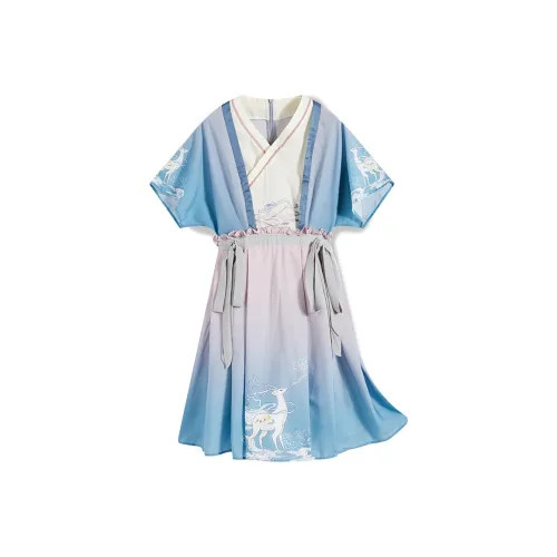 EPTISON WOMAN С рюшами на подоле Платье Синий